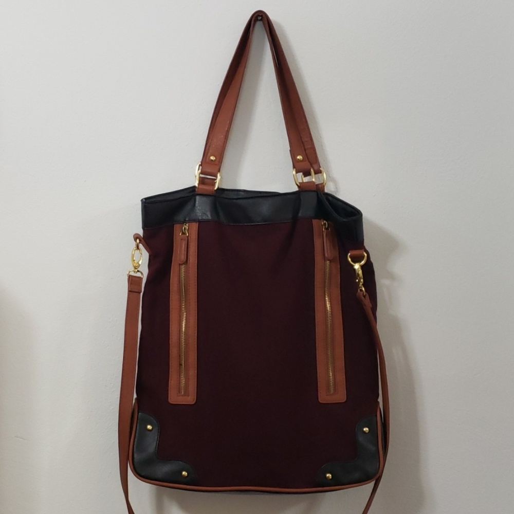 Urban Outfitters Burgundy Wool Zipper Tote